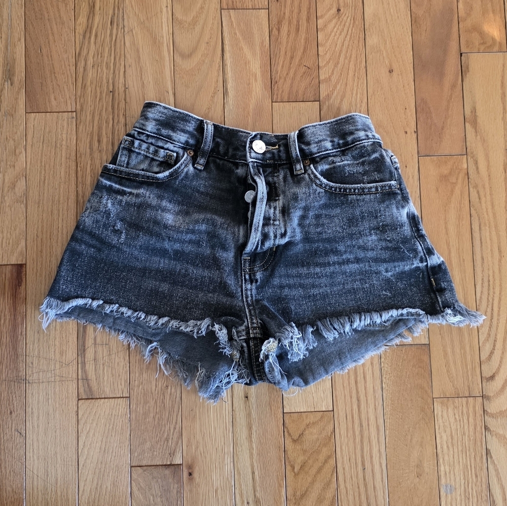 PacSun Black Frayed Hem Womens Denim Shorts